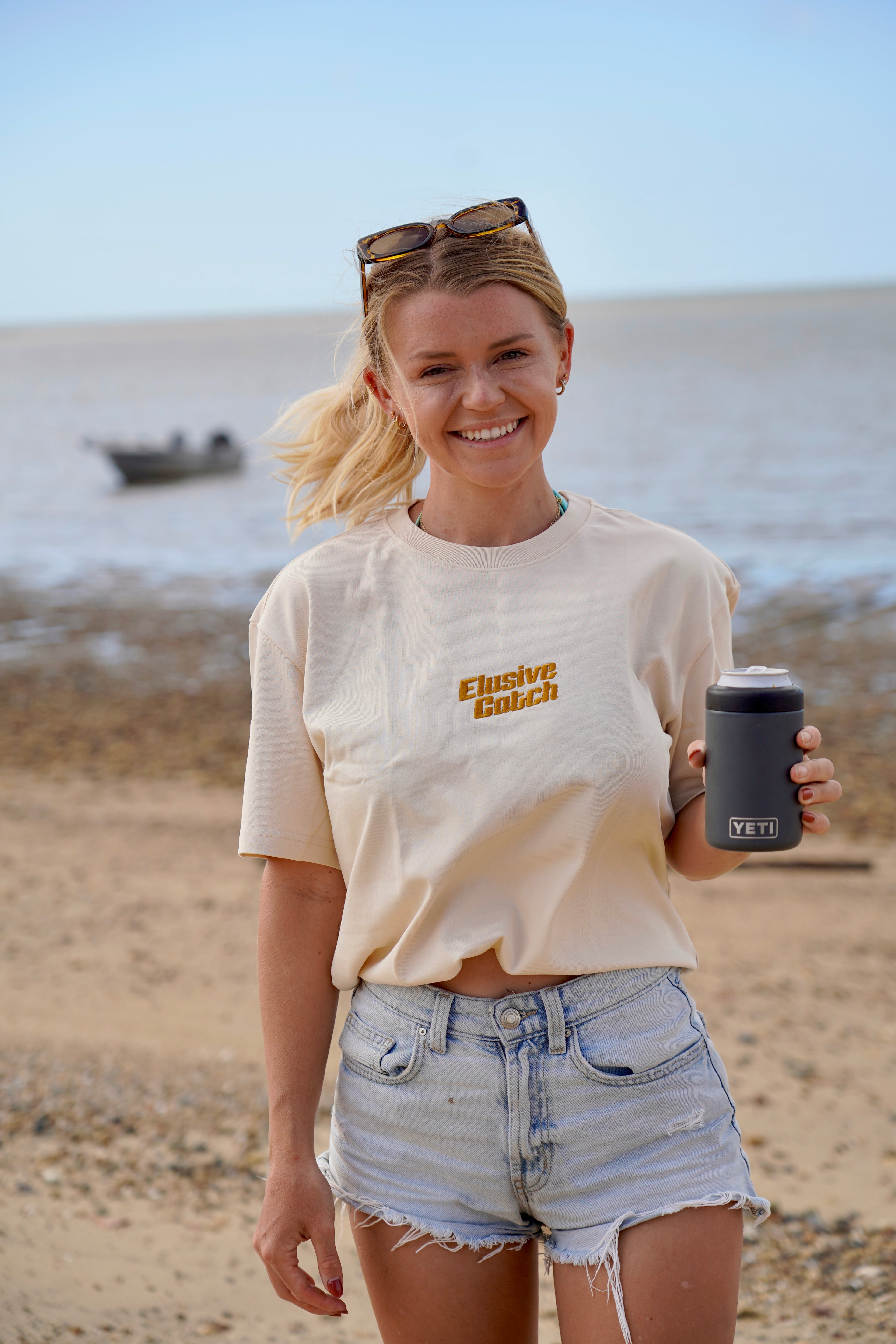 Elusive Core Embroidered Tee Sand